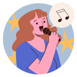 Colorful icon of a singing child