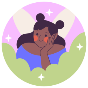 Colorful icon of a fairy in an enchanted forest