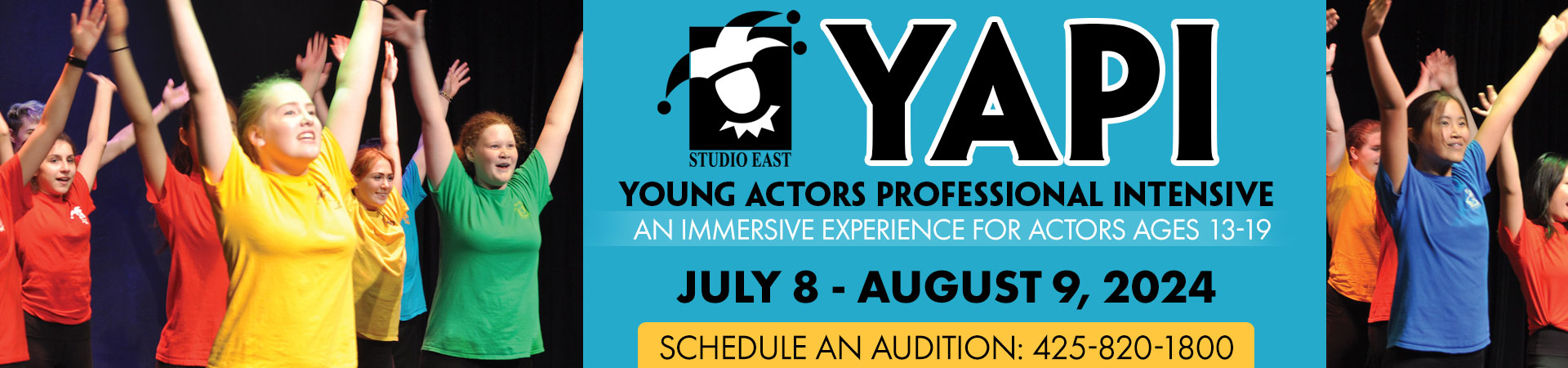 A blue background with the words " young actors professional " written in front of it.